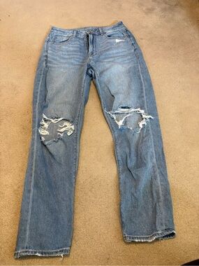 American Eagle Outfitters Distressed Light Blue Straight Leg Jeans